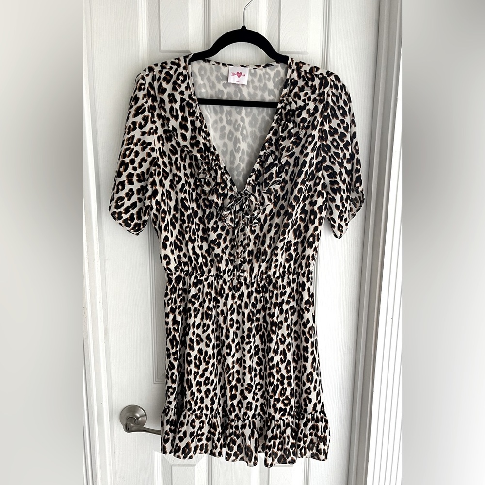 Buddy Love, cheetah print dress, size large.
